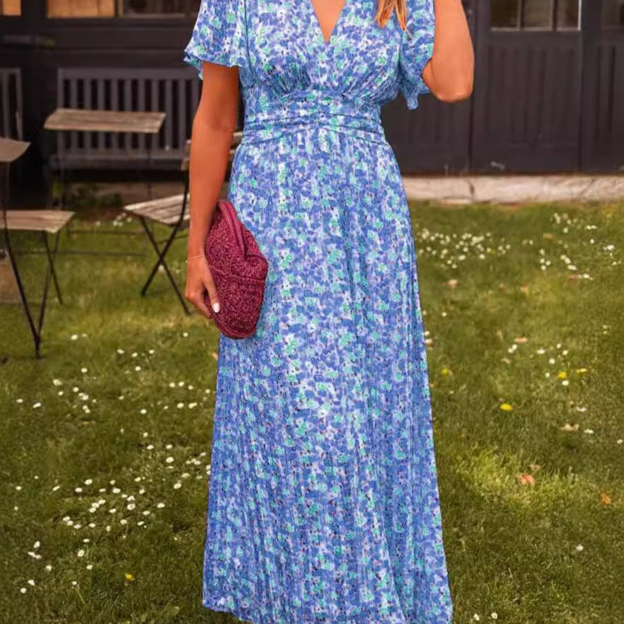 Élina – Vestido longo fluido com flores