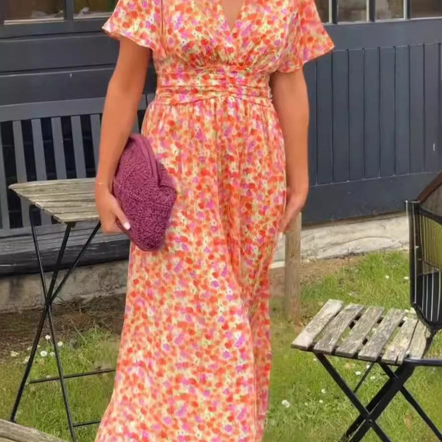 Élina – Vestido longo fluido com flores