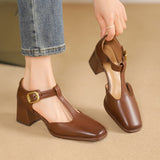 Sapatilhas de Couro Marcele T-Strap
