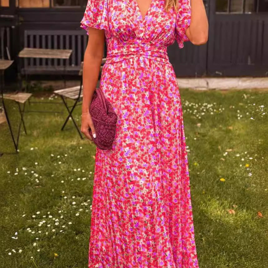 Élina – Vestido longo fluido com flores
