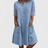 Bárbara - Vestido de Denim que Valoriza a Silhueta