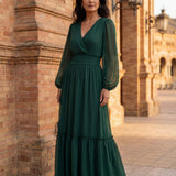Ana - Vestido de chiffon com decote em V