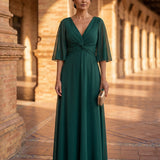 Lúcia - Vestido de chiffon com decote em V