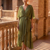 Mónica - Vestido de chiffon com decote em V