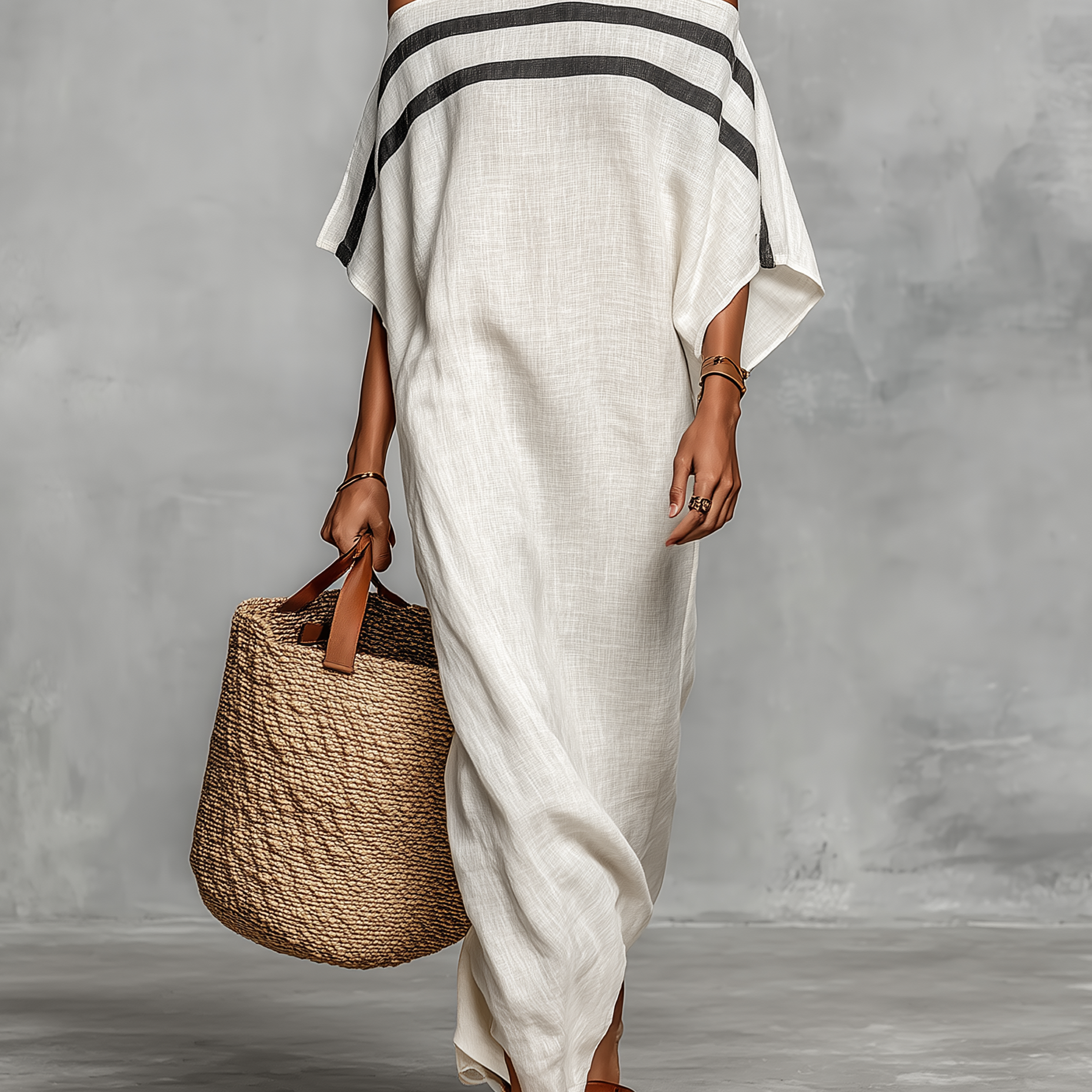 Amélia - Vestido maxi feminino minimalista em linho