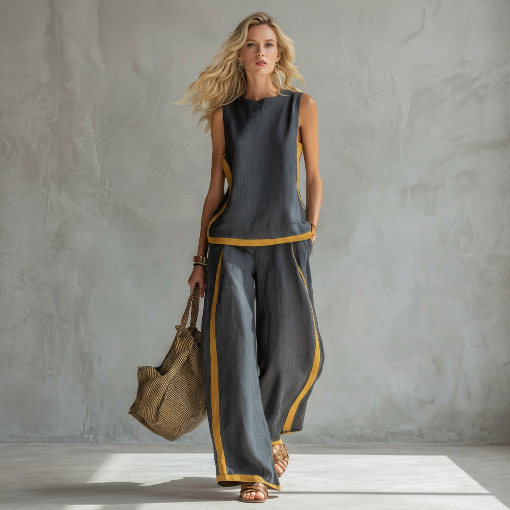 Teresa - Conjunto Elegante de Linho