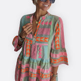 Madalena - Vestido Boho De Camadas Com Corte Fluido