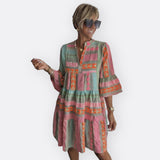 Madalena - Vestido Boho De Camadas Com Corte Fluido