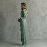 Gabriela - Vestido Longo de Franjas com Decote em V