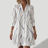 Daniela - Vestido de Camisa com Padrão Geométrico