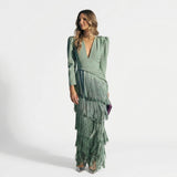 Gabriela - Vestido Longo de Franjas com Decote em V