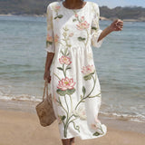 Ariana - Vestido com Estampado de Plantas e Flores