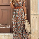 Júlia – Vestido longo boêmio fluido com cinto