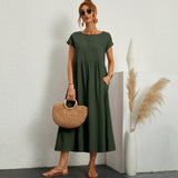 Inês - Vestido Midi em Algodão com Bolsos
