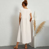 Inês - Vestido Midi em Algodão com Bolsos