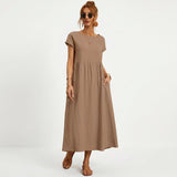 Inês - Vestido Midi em Algodão com Bolsos