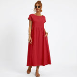 Inês - Vestido Midi em Algodão com Bolsos