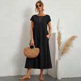Inês - Vestido Midi em Algodão com Bolsos