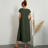 Inês - Vestido Midi em Algodão com Bolsos