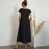 Inês - Vestido Midi em Algodão com Bolsos