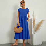 Inês - Vestido Midi em Algodão com Bolsos