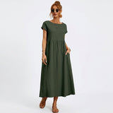 Inês - Vestido Midi em Algodão com Bolsos