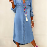 Helena - Vestido Camisa de Denim Casual Elegante