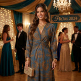 Teresa - Vestido Midi Estampado com Detalhe de Nó